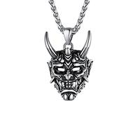 U7 Collier Démon Japonais Homme en Acier Inoxydable Pendentif Masque de Hannya