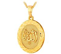 U7 Collier Femme Médaille Allah Plaqué Or Chaîne et Pendentif Islamique pour Fille