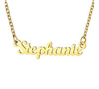 U7 Collier Femme Prénom Stephanie Plaqué Or Chaîne Fine Ajustable Dorée 45cm/1.5mm Bijou Cadeau Parfait