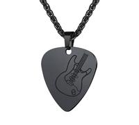 U7 Collier Guitare Homme Plectre Noir Pendentif Médiator Guitare Pick Pendant Necklace - Pendentif Noir Homme