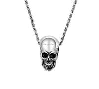 U7 Collier Homme Argent 925/1000 Chaîne avec Pendentif Tête de Mort Personnalisable Crâne Gotique Bijoux Punk Style Unisexe pour Femme Garçon Silver Necklace (Argenté)