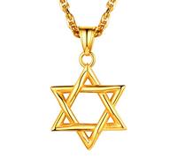 U7 Collier Homme Magen David Plaqué Or Pendentif Étoile de David Simple Sceau de Salomon