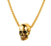 U7 Collier Homme Plaqué Or Chaîne et Pendentif Tête de Mort Bijou Punk Style de l'anniversaire