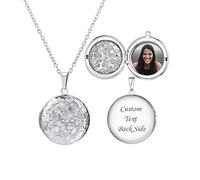 U7 Collier Locket Femme Acier Inoxydable Photo Personnalisable Pendentif Ouvrant avec Motif Dessins Décoratifs Chaîne 50+5cm Ajustable