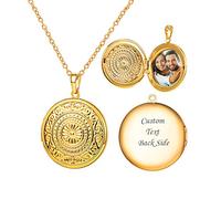 U7 Collier Pendentif Femme Plaqué Or Photo Personnalisé Chaîne Ajustable 50+5cm Locket Necklace avec Motif Dessins Décoratifs