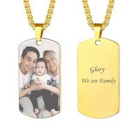 U7 Collier Photo Personnalisé Plaqué Or Pendentif Homme Medaille Chien avec Gravure