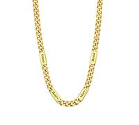 U7 Collier pour Famille 4 Prénom à Personnaliser Doré Acier Inoxydable Chaîne Prénom Enfant Papa Maille en 7 mm Bijou Tendance Street Style 60cm