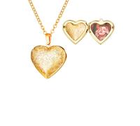 U7 Collier pour Femme Photo Personnalisé Plaqué Or Jaune Pendentif Médaillon Coeur Motif Fleur avec Chaîne Réglable 50+5cm