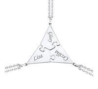 U7 Collier Puzzle pour 3 Pendentif Personnalisable Chaînes Réglables Acier Inoxydable Bijou Tendance pour Amitié Friends Cadeau Fêtes Anniversaire