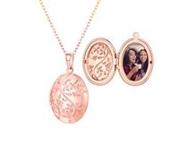 U7 Femme Collier Photo Personnalisé Plaqué Or Rose Chaîne Pendentif Ovale avec Gravure Fleur Bijou Accessoire Parfait