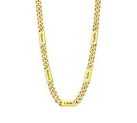 U7 Grande Chaîne Collier Homme 5 Prénoms Personnalisable en Acier Doré Pendentif Personnalisé Prénom pour Famille Maille 7 mm Bijou Tendance Rapper Style 55cm
