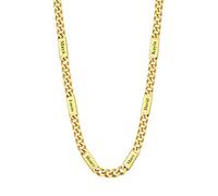 U7 Grande Chaîne Collier Homme 6 Prénoms Personnalisable en Acier Doré Pendentif Personnalisé Prénom pour Famille Maille 7 mm Bijou Tendance Rapper Style 55cm