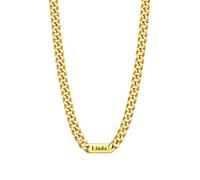 U7 Grande Chaîne Homme Prénom Gravé Doré Chain Maille 7 mm en Acier Inoxydable Bijou Garçon Tendance Rapper Style 50cm