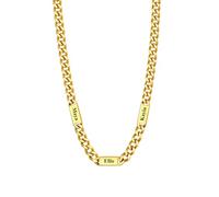U7 Largeur 5MM Collier 3 Prénom Personnalisé Doré Chaîne Maille Gourmette Homme Collier Pendentif Prénom Gravure pour Lui Bijou Garçon Tendance Hip Hop Style 45cm