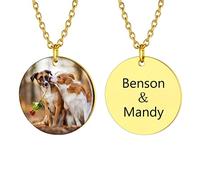 U7 Médaille avec Photo Personnalisé Collier pour Femme Prénom Gravure Bijoux pour Anniversaire Noël