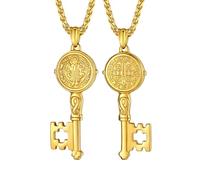 U7 Médaille de Saint Benoît Or ou Acier inoxydable 316L Médaille sacramentelle Chrétienne Médaille Catholique pour Homme Femme Personnalisable