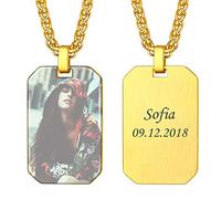 U7 Merci Papa Collier Homme Personnalisable Photo Plaqué Or Pendentif Dog Tag Personnalisé avec Texte et Image