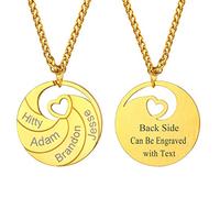 U7 Pendentif 3 Prénoms Personnalisable Doré pour Famille Collier Prénom Enfant Famille pour Noël