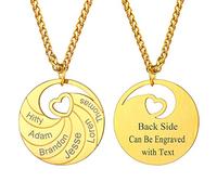 U7 Pendentif 5 Prénoms Personnalisable Doré pour Famille Collier Prénom Enfant Famille pour Noël