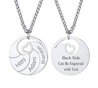 U7 Personnalisé 2 Prénoms Chaîne Collier pour femme acier inoxydable Médaille Collier prénom Gravure nom famille enfant