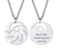U7 Personnalisé 4 Prénoms Chaîne Collier pour femme acier inoxydable Médaille Collier prénom Gravure nom famille enfant