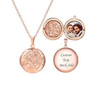 U7 Photo Locket Women Necklace Personnalisé Collier Pendentif femme Médaillon Photo pour Mamie Décoratifs rose Chaîne Ajustable 50+5cm Bijoux Personnalisable Noël Saint Valentin