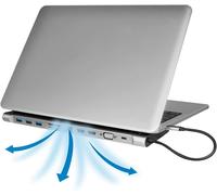 Ua0373 - Station D'Accueil Usb 3.2 (Gen 1) Avec 11 Ports Et Pd (Power Delivery) 100 W,3 Ports Usb / 2 X Hdmi / 1 X Vga / 1 X Lecteur De Carte / 1 X Rj45 / 1 X 3,5 Mm/Noir,Argent