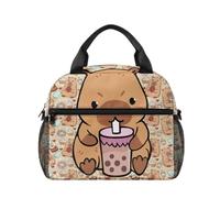 Uacyareni Capybara Sac à déjeuner isotherme pour enfants pour filles et garçons - Joli sac à déjeuner avec poignées - Sacs alimentaires pour les voyages de w nd