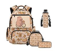 Uacyareni Ensemble sac à dos et boîte à déjeuner pour filles de 6 à 8 ans, 8 à 10 ans, 10 à 12 ans, avec trousse à crayons, housse pour bouteille d'eau, motif Mochila de Niña, Vélo d'équitation