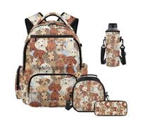 Uacyareni Grand sac à dos pour enfants filles garçons sac à dos d'école avec boîte à déjeuner ensemble 4 en 1 sac à dos pour l'école 6-12 ans, Puzzle teckel, Sac à dos tyrolien