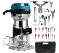 Uadme Affleureuse à Bois Défonceuse Électrique 1000W 5000-30000RPM, 6 Vitesses Variables, Pinces de 6.35mm & 8mm, avec 15 Fraises à Défoncer Queue de 1/4", pour Travail du Bois