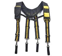 Uadme Ceinture à Outils Bretelles Réglables, Bretelles de Travail Robuste avec Support Lombaire, Poche pour Crayon/Téléphone et Plateforme de Suspension pour Électricien, Charpentier, Menuisier