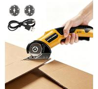 Uadme Ciseaux Électriques Rotatif Sans Fil 4.2V, avec 2 Lames et Lampe LED, Cutter de Couture pour Tissu, Cuir, Tapis, Carton, Plastique & DIY