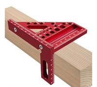 Uadme Equerre Menuisier, 3D Équerre de Charpentier, Équerre Multi-Angle Aluminium, Règle Triangulaire 22.5 à 90 Degrés, pour Travail du Bois Ingénieur (Rouge)