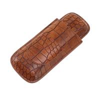 Uadme Étui à cigares en cuir synthétique avec motif peau de crocodile marron, support de transport portable à 2 doigts pour voyage, cadeaux d'anniversaire, doublure en cèdre, design compact