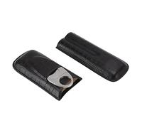 Uadme Étui à cigares portable en cuir avec coupe-cigare, support de voyage à 2 doigts, noir, idéal pour les cadeaux de petit ami, design compact, matériau, multicolore