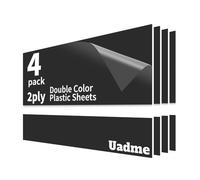 Uadme Feuille Plastique ABS, 4 Pièces Panneau Plastique, Plaque Gravée Personnalisée 30x20 cm, Plaque Acrylique pour Gravure Laser, Épaisseur 1,3 mm, pour Bureau à Domicile (Blanc sur Noir)