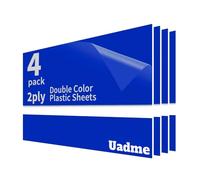 Uadme Feuille Plastique ABS, 4 Pièces Panneau Plastique, Plaque Gravée Personnalisée 30x20 cm, Plaque Acrylique pour Gravure Laser, Épaisseur 1,3 mm, pour Bureau à Domicile (Blanc sur Bleu)