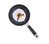 Uadme Horloge murale silencieuse en forme d'œuf au plat - Fonctionne avec piles - Pour chambre à coucher, salon, cuisine - Noir