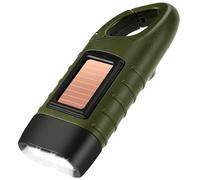 Uadme Lampe Torche Solaire et à Manivelle, Mini Lampe de Poche d'Urgence LED Rechargeable, pour Plein Air Camping Pannes de Courant Cyclisme Équipement (Vert)