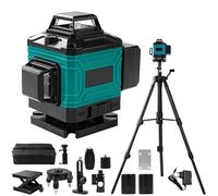 Uadme Laser Chantier Exterieur, Niveau Autonivelant 360° x 4 avec Trepied, Laser 4D 16 Lignes, Autonivellement et Mode Pulsé Extérieur, 2 x Batterie, Support Rotatif, Télécommande