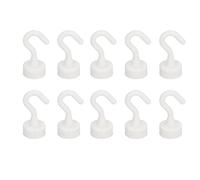 Uadme Lot de 10 crochets magnétiques blancs robustes en ABS compacts pour réfrigérateur et micro-ondes 11 lb