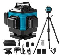 Uadme Niveau Laser 360 Autonivelant avec Trepied, 4D 16 Lignes Laser Chantier avec 2 x 4800mAh Batteries, Mode Pulsé Extérieur, Support Rotatif, Télécommande, IP54 Étanche et Anti-Poussière (Bleu)