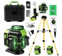 Uadme Niveau Laser Chantier Autonivelant 360°x 4 avec Trépied, Lazer Niveaux 4D 16 Lignes Laser, Mode Pulsé Extérieur, 2 x Batterie, Nivellement Automatique, Support Rotatif, Télécommande (Vert)