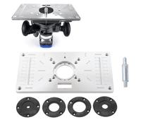 Uadme Plaque d'Insertion pour Défonceuse, 235x120x8mm Plaques d'Insertion de Table de Routeur en Aluminium, avec 4 Anneaux et Vis d'Installation, pour Travail du Bois