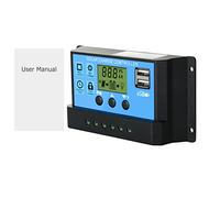 Uadme Régulateur Panneau Solaire de Batterie Intelligent PWM, 30A Contrôleur de Charge Solaire MPPT, 12V 24V Identification Automatique Contrôleur, avec Double Port USB LCD Affichage