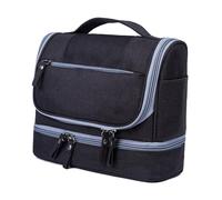 Uadme Trousse de maquillage de voyage, poche portable étanche à double fermeture éclair, grande capacité, organiseur de cosmétiques secs et humides pour sorties et voyages en bus, noir