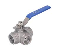 Uadme Vanne à Boisseau Sphérique à 3 Voies, DN25 1" Robinet à bille en acier inoxydable de type T, Valve à Filetage Femelle, pour l'Eau, l'Huile et le Gaz