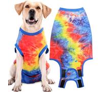 Uadonile Combinaison de convalescence chirurgicale pour grand chien mâle femelle, combinaison chirurgicale anti-léchage après chirurgie, teinture sur nœuds bleu, taille L