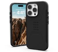 Urban Armor Gear UAG Coque de Protection Civilian Mince, Robuste, élégante, Anti-Chocs et antidérapante de qualité Militaire pour iPhone 16 Pro 6,3", Compatible avec Le Chargement MagSafe, Noir